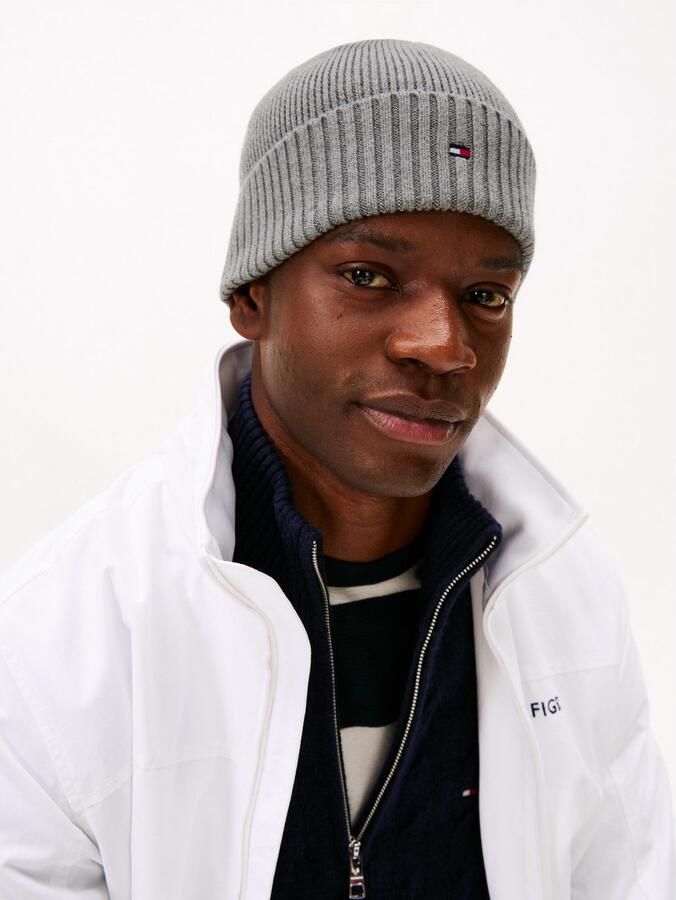 Tommy Hilfiger Gebreide muts TH FLAG PIMA COTTON BEANIE met logoborduurwerk met kasjmier aandeel Unisex - Foto 5