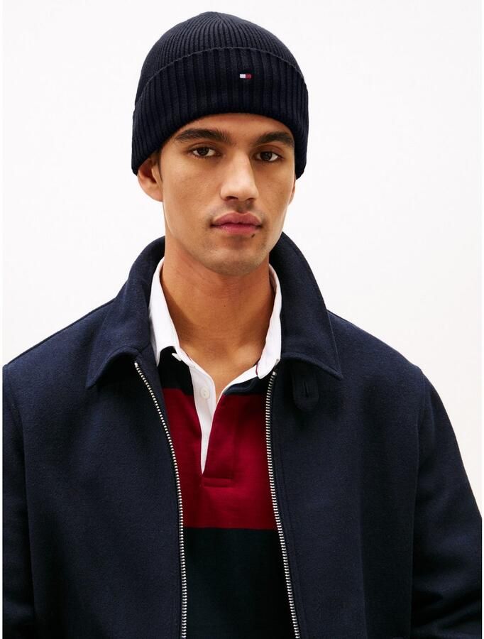 Tommy Hilfiger Gebreide muts TH FLAG PIMA COTTON BEANIE met logoborduurwerk met kasjmier aandeel Unisex - Foto 6