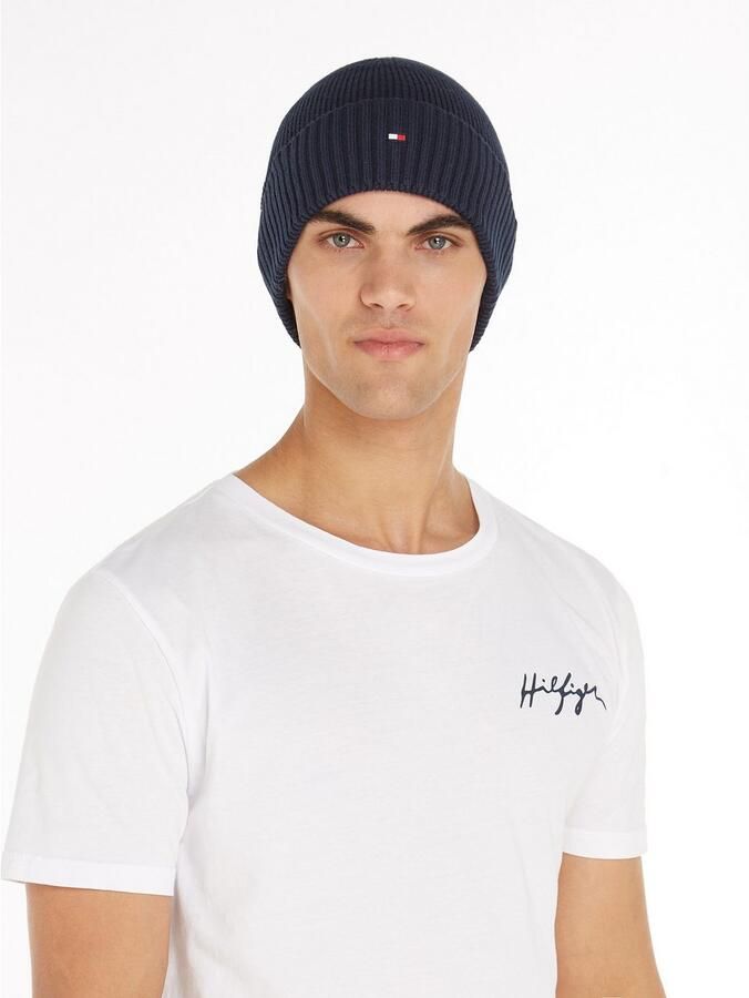 Tommy Hilfiger Gebreide muts TH FLAG PIMA COTTON BEANIE met logoborduurwerk met kasjmier aandeel Unisex - Foto 4