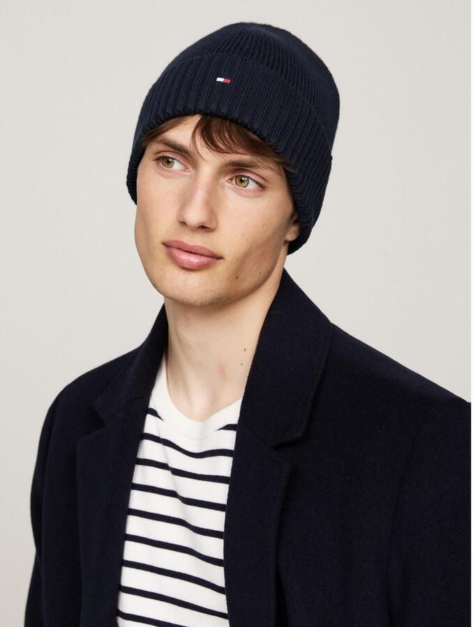 Tommy Hilfiger Gebreide muts TH FLAG PIMA COTTON BEANIE met logoborduurwerk met kasjmier aandeel Unisex - Foto 3