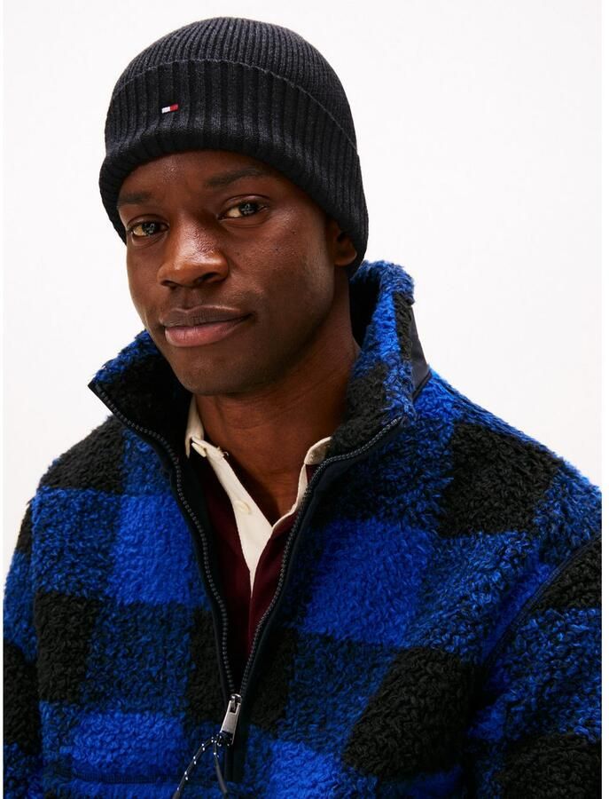 Tommy Hilfiger Gebreide muts TH FLAG PIMA COTTON BEANIE met logoborduurwerk met kasjmier aandeel Unisex - Foto 2