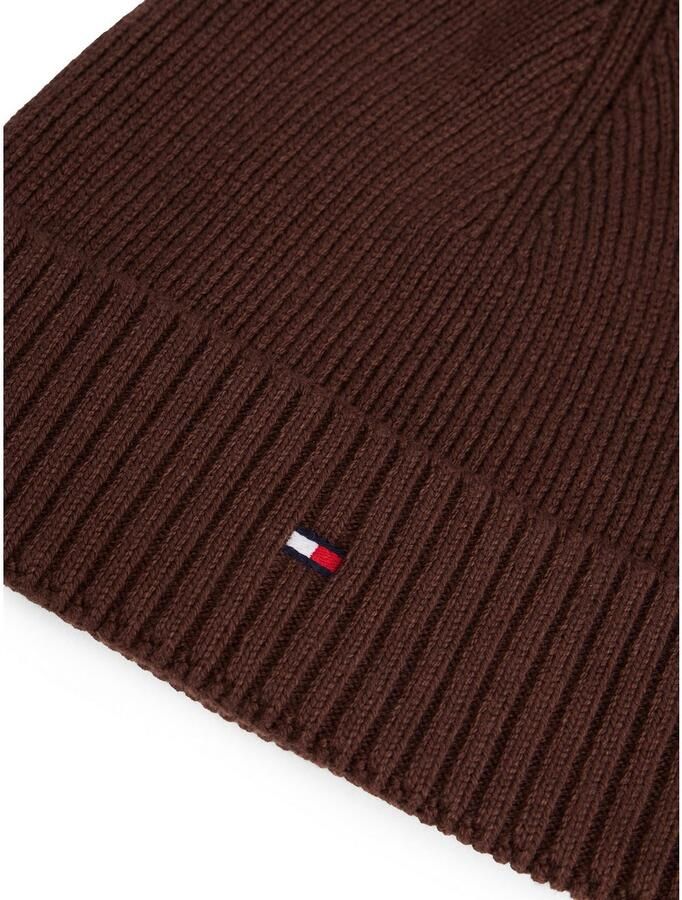 Tommy Hilfiger Gebreide muts TH FLAG PIMA COTTON BEANIE met logoborduurwerk met kasjmier aandeel Unisex