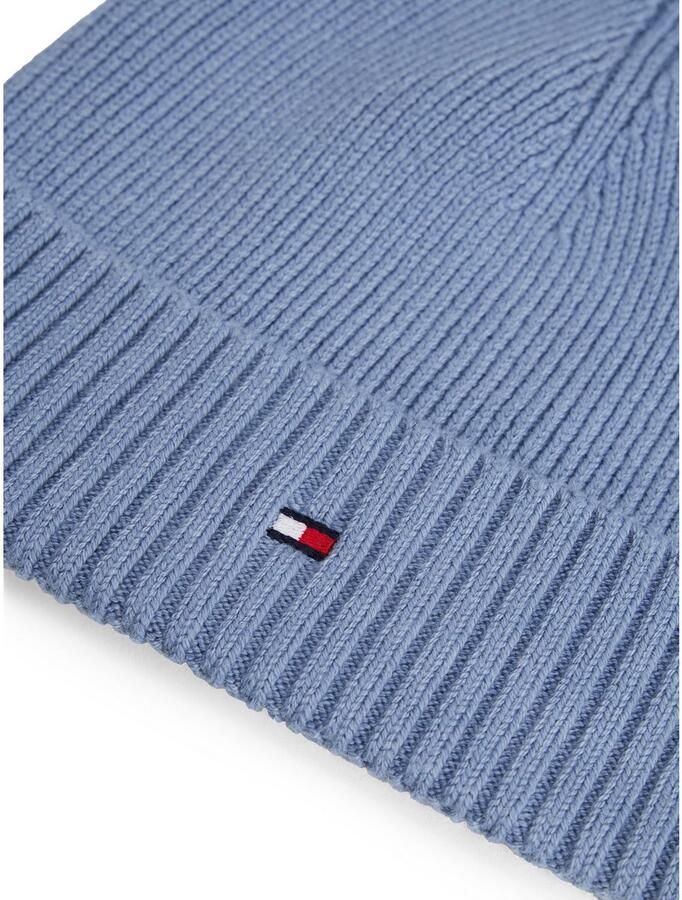 Tommy Hilfiger Gebreide muts TH FLAG PIMA COTTON BEANIE met logoborduurwerk met kasjmier aandeel Unisex