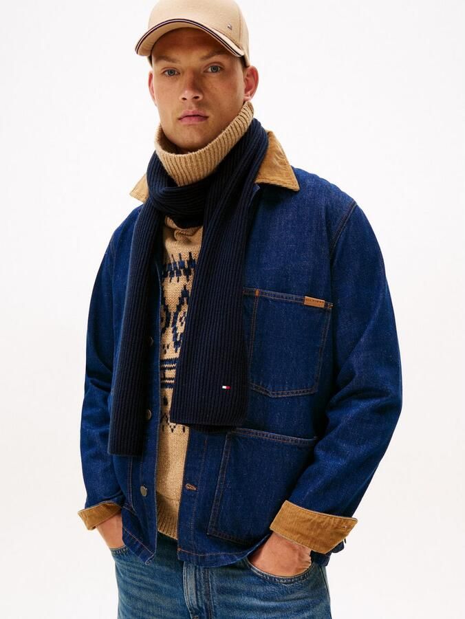 Tommy Hilfiger Gebreide sjaal TH FLAG PIMA COTTON CASH SCARF met logo-borduring met kasjmiergehalte unisex - Foto 5