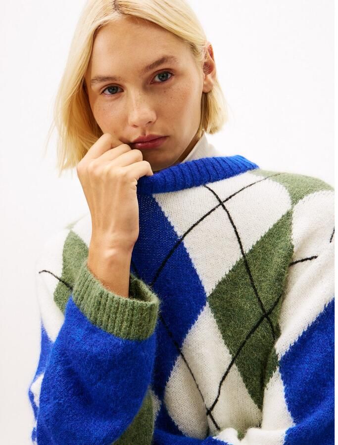 Tommy Hilfiger Gebreide trui ALPACA BLEND ARGYLE C-NK LS SWT - Foto 2