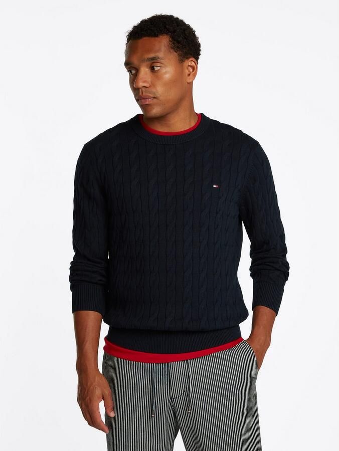 Tommy Hilfiger Gebreide trui CLASSIC CABLE CREW NECK met structuurbreisel en vlaglabel - Foto 9