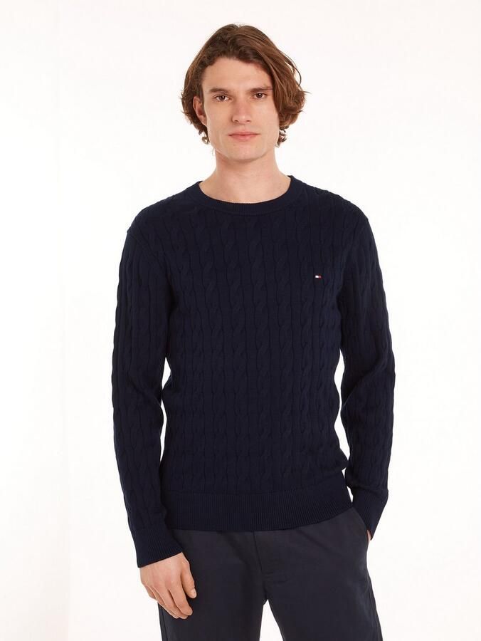 Tommy Hilfiger Gebreide trui CLASSIC CABLE CREW NECK met structuurbreisel en vlaglabel - Foto 11