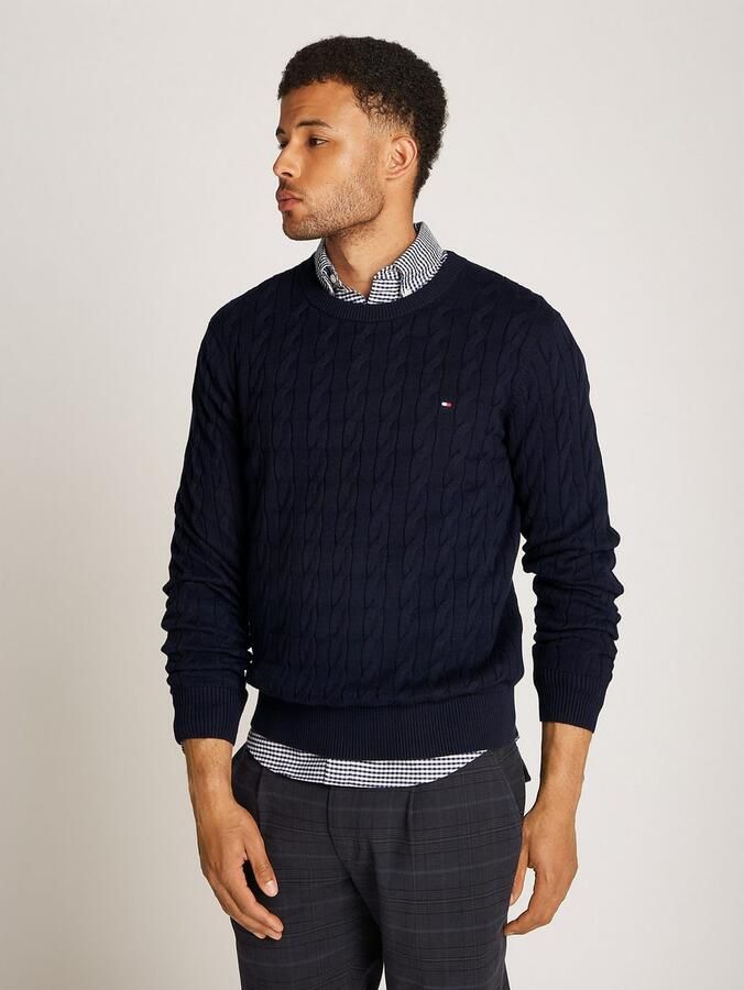 Tommy Hilfiger Gebreide trui CLASSIC CABLE CREW NECK met structuurbreisel en vlaglabel - Foto 16