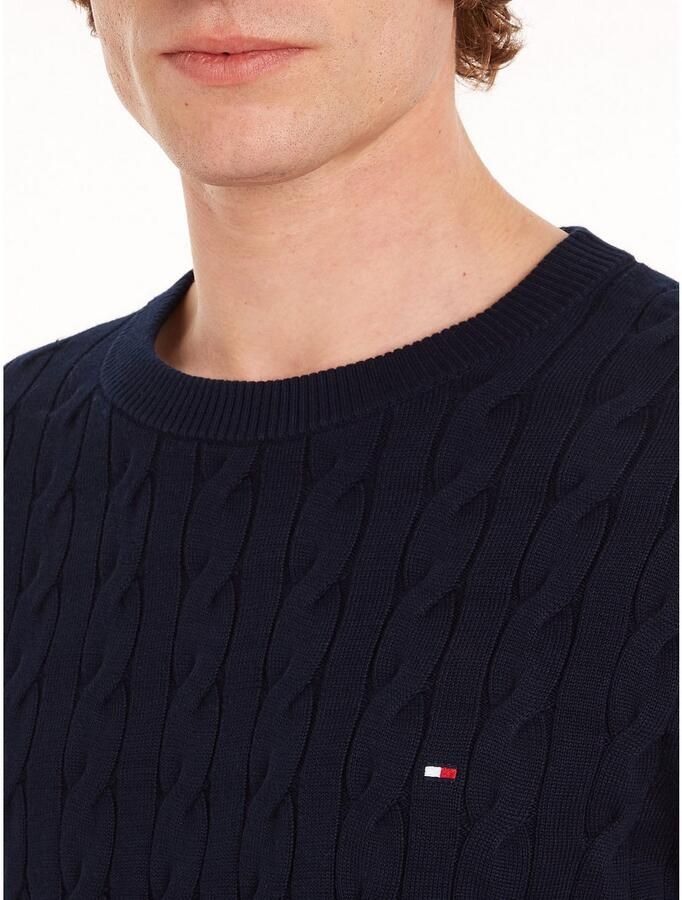 Tommy Hilfiger Gebreide trui CLASSIC CABLE CREW NECK met structuurbreisel en vlaglabel - Foto 3