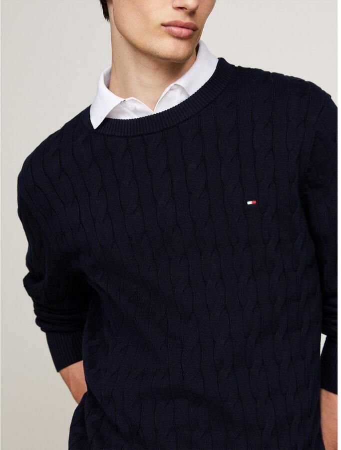 Tommy Hilfiger Gebreide trui CLASSIC CABLE CREW NECK met structuurbreisel en vlaglabel - Foto 2