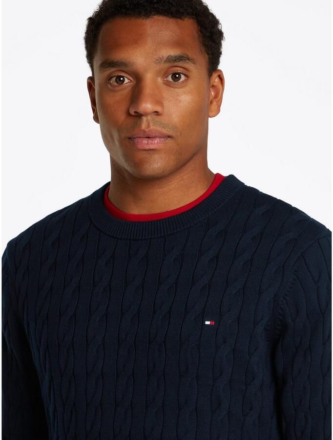 Tommy Hilfiger Gebreide trui CLASSIC CABLE CREW NECK met structuurbreisel en vlaglabel - Foto 4