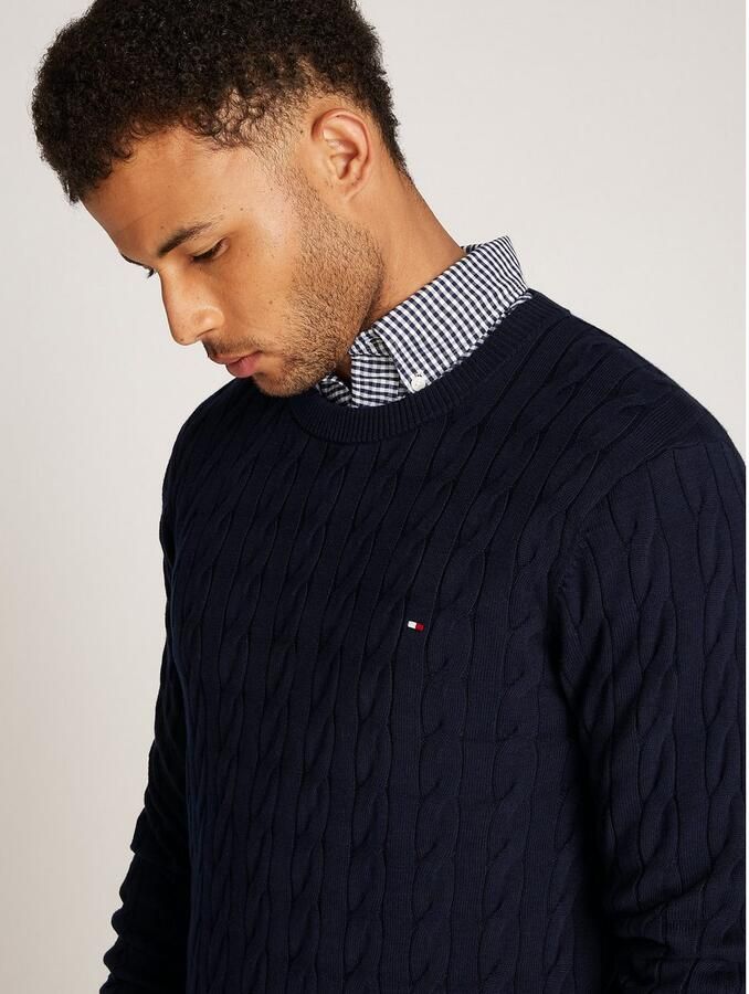 Tommy Hilfiger Gebreide trui CLASSIC CABLE CREW NECK met structuurbreisel en vlaglabel - Foto 8