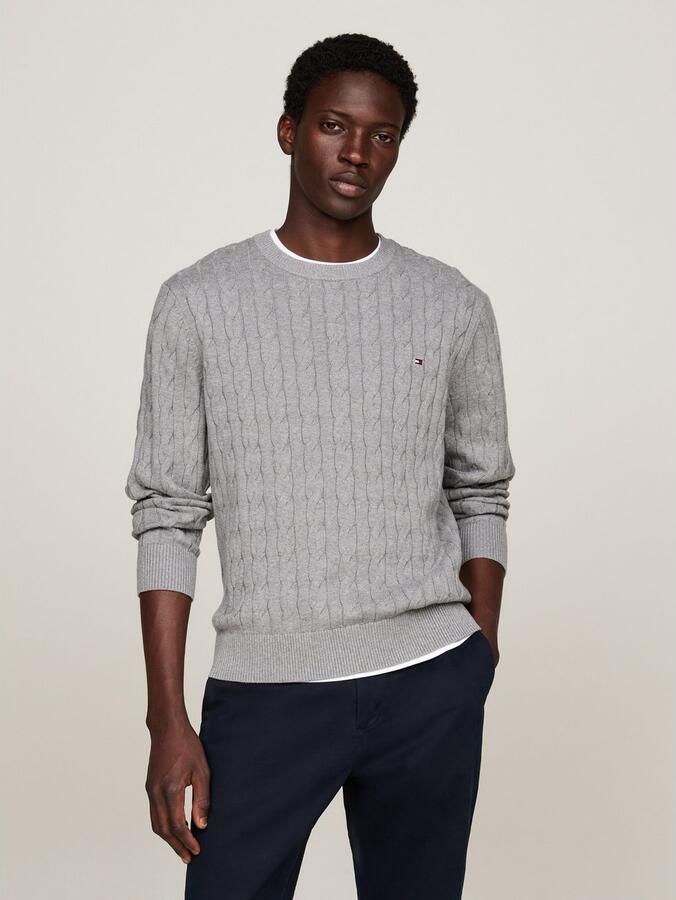 Tommy Hilfiger Gebreide trui CLASSIC CABLE CREW NECK met structuurbreisel en vlaglabel - Foto 5