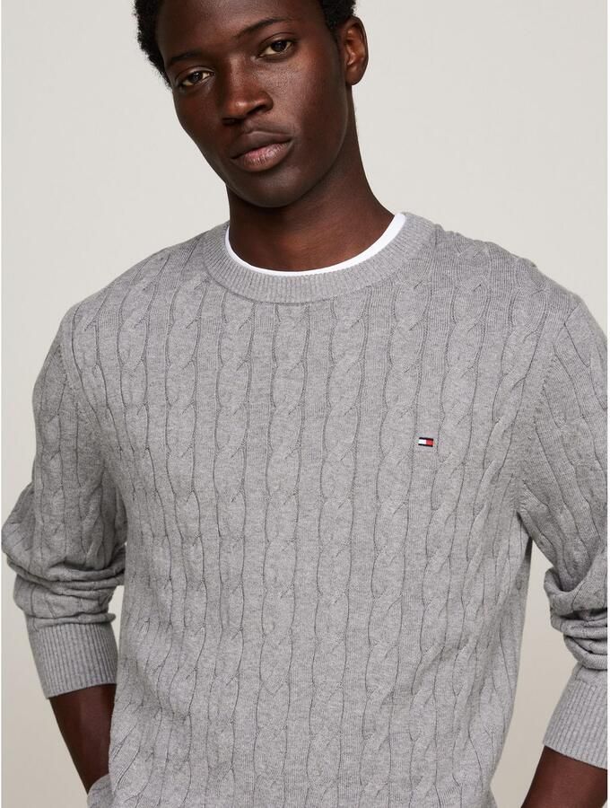 Tommy Hilfiger Gebreide trui CLASSIC CABLE CREW NECK met structuurbreisel en vlaglabel - Foto 3