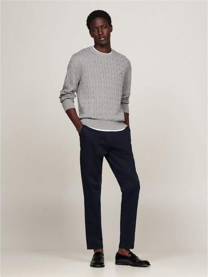 Tommy Hilfiger Gebreide trui CLASSIC CABLE CREW NECK met structuurbreisel en vlaglabel - Foto 4