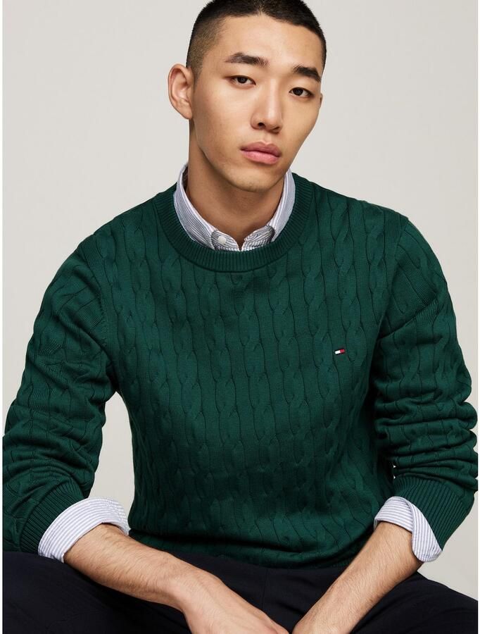 Tommy Hilfiger Gebreide trui CLASSIC CABLE CREW NECK met structuurbreisel en vlaglabel