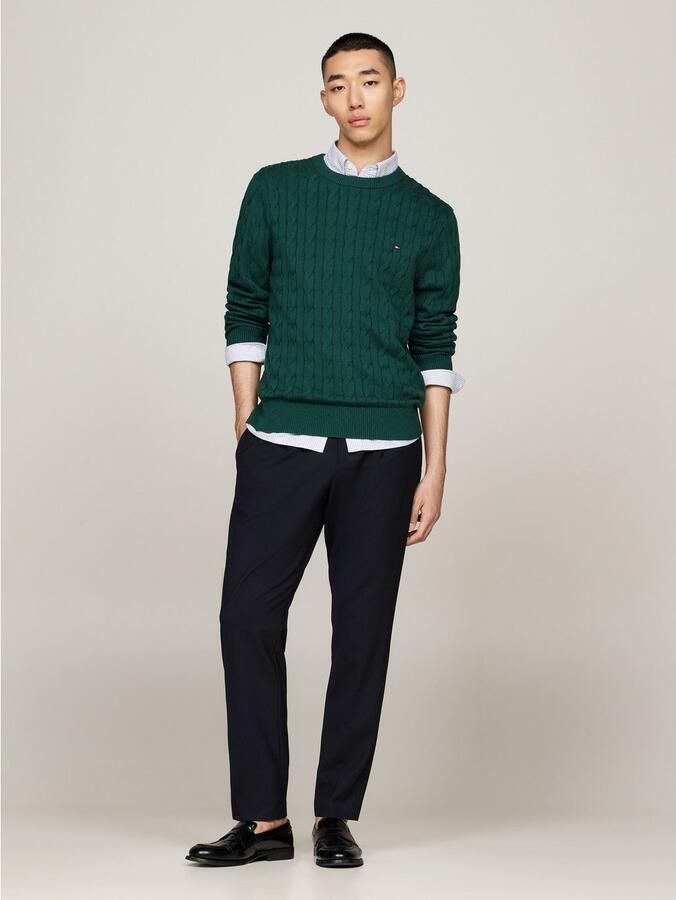 Tommy Hilfiger Gebreide trui CLASSIC CABLE CREW NECK met structuurbreisel en vlaglabel - Foto 3