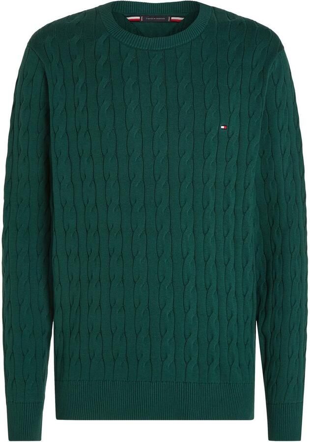 Tommy Hilfiger Gebreide trui CLASSIC CABLE CREW NECK met structuurbreisel en vlaglabel - Foto 4