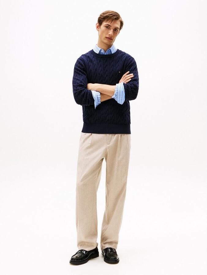 Tommy Hilfiger Gebreide trui CLASSIC CABLE CREW NECK met structuurbreisel en vlaglabel - Foto 19