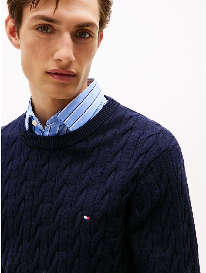 Tommy Hilfiger Gebreide trui CLASSIC CABLE CREW NECK met structuurbreisel en vlaglabel - Foto 7