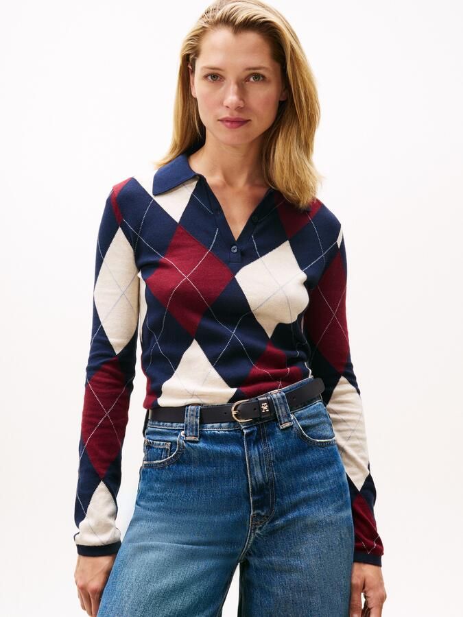 Tommy Hilfiger Gebreide trui CO ARGYLE POLO-NK SWEATER - Foto 5