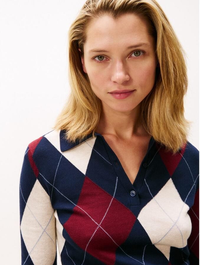 Tommy Hilfiger Gebreide trui CO ARGYLE POLO-NK SWEATER - Foto 2