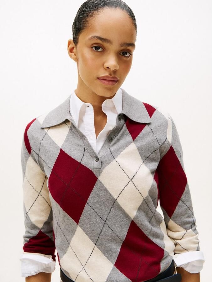 Tommy Hilfiger Gebreide trui CO ARGYLE POLO-NK SWEATER - Foto 2