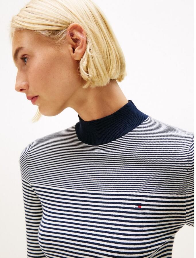 Tommy Hilfiger Gebreide trui CO JERSEY FINE GG MOCK-NK LS SWT