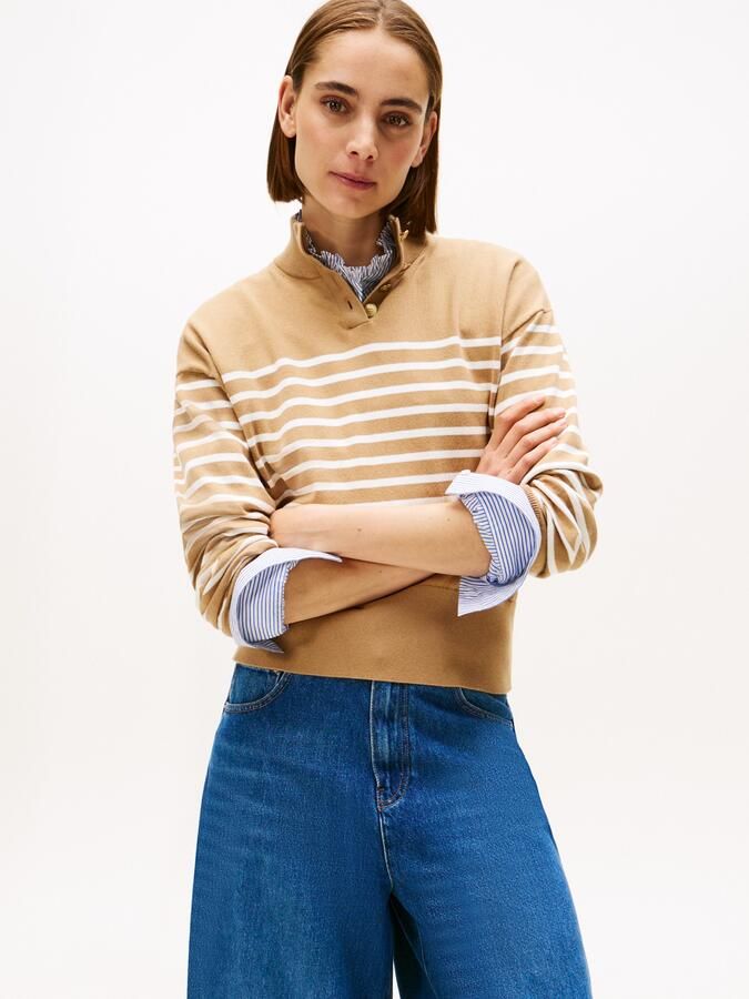 Tommy Hilfiger Gebreide trui CO JERSEY GOLD BTN MOCK-NK SWT - Foto 5