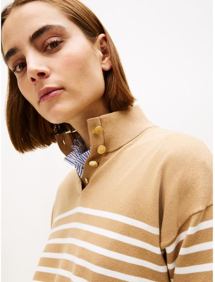 Tommy Hilfiger Gebreide trui CO JERSEY GOLD BTN MOCK-NK SWT - Foto 2