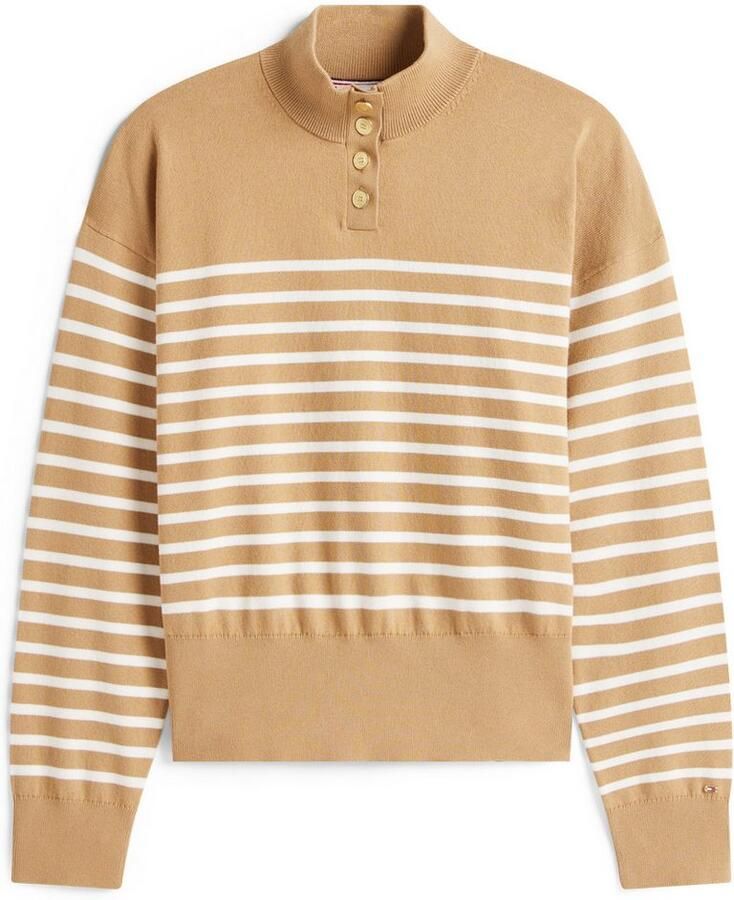 Tommy Hilfiger Gebreide trui CO JERSEY GOLD BTN MOCK-NK SWT