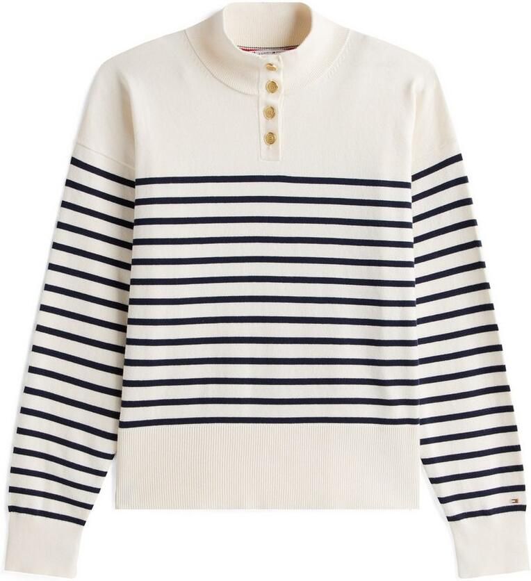 Tommy Hilfiger Gebreide trui CO JERSEY GOLD BTN MOCK-NK SWT