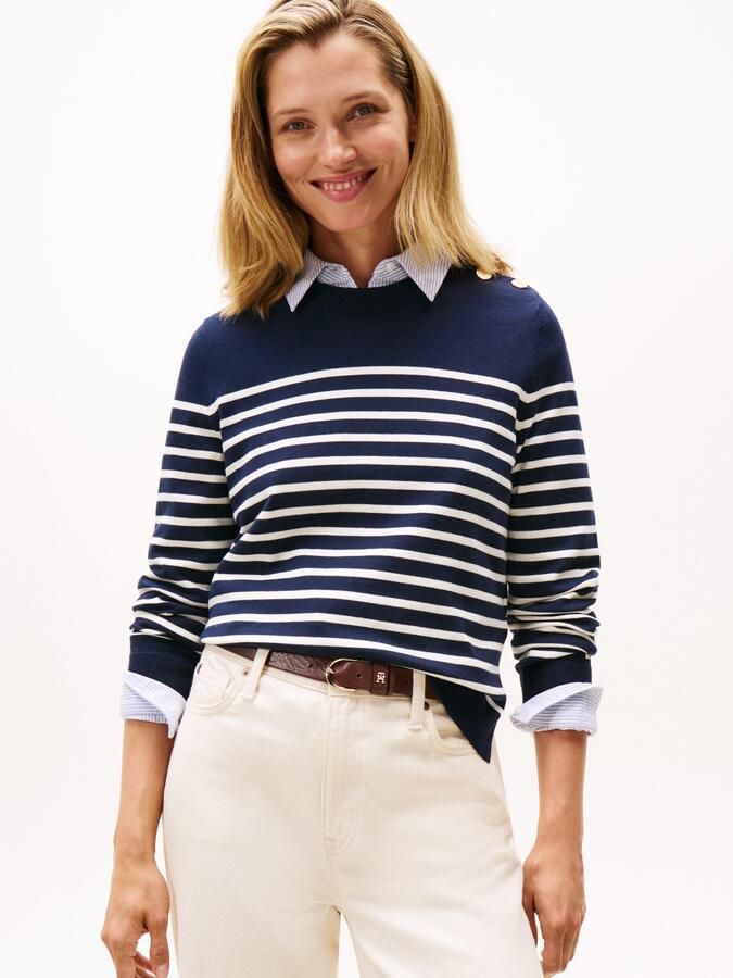 Tommy Hilfiger Gebreide trui CO JERSEY MID GG LS GOLD BTN SWT - Foto 5