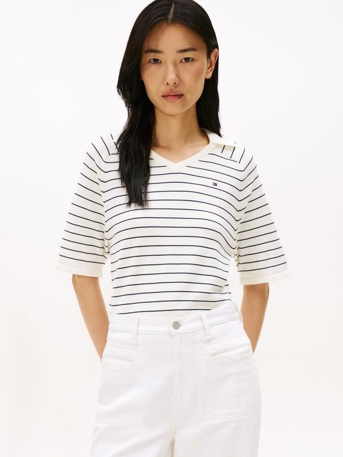 Tommy Hilfiger Gebreide trui CO JERSEY STCH POLO V-NK S S SWT - Foto 4