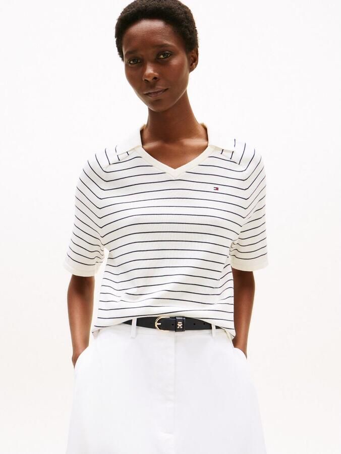 Tommy Hilfiger Gebreide trui CO JERSEY STCH POLO V-NK S S SWT - Foto 3