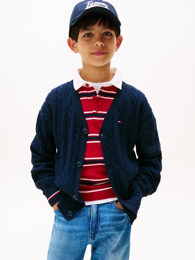 Tommy Hilfiger Gebreide trui COTTON CABLE GLOBAL STRIPE CARDI - Foto 5