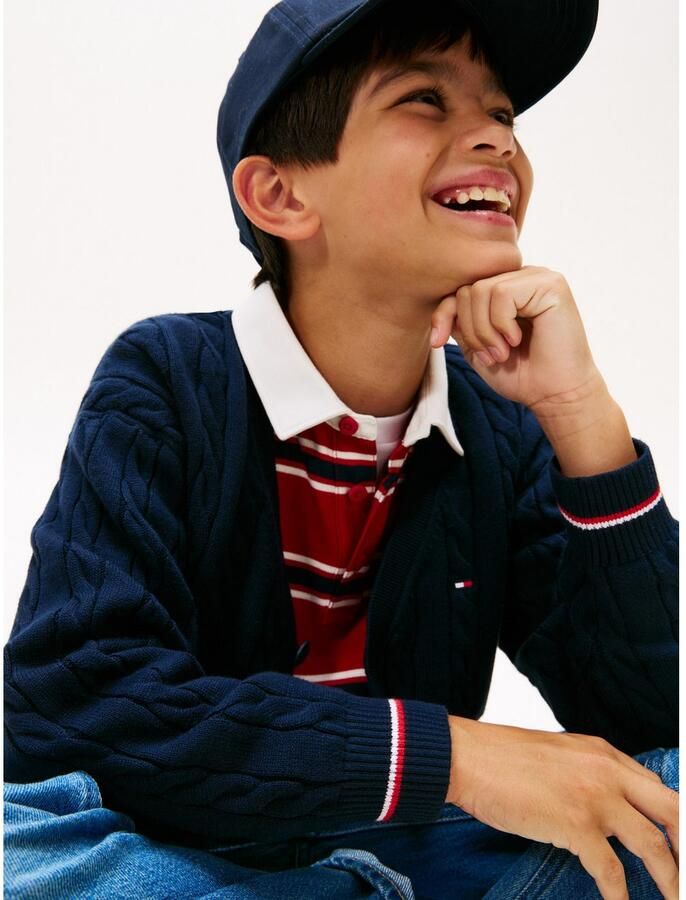 Tommy Hilfiger Gebreide trui COTTON CABLE GLOBAL STRIPE CARDI - Foto 2