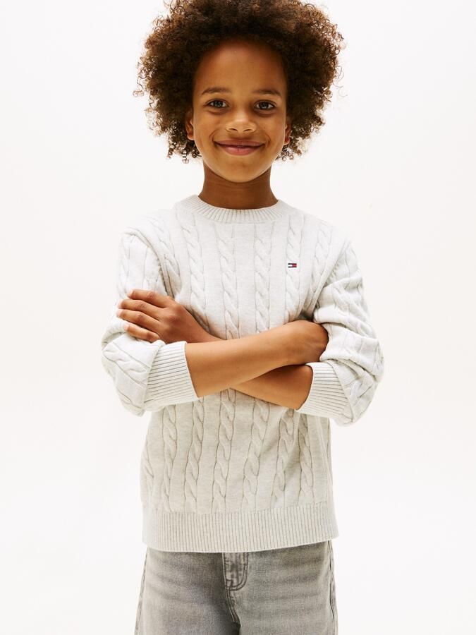 Tommy Hilfiger Gebreide trui COTTON CABLE SWEATER voor kinderen tot 16 jaar met kabelpatroon - Foto 4