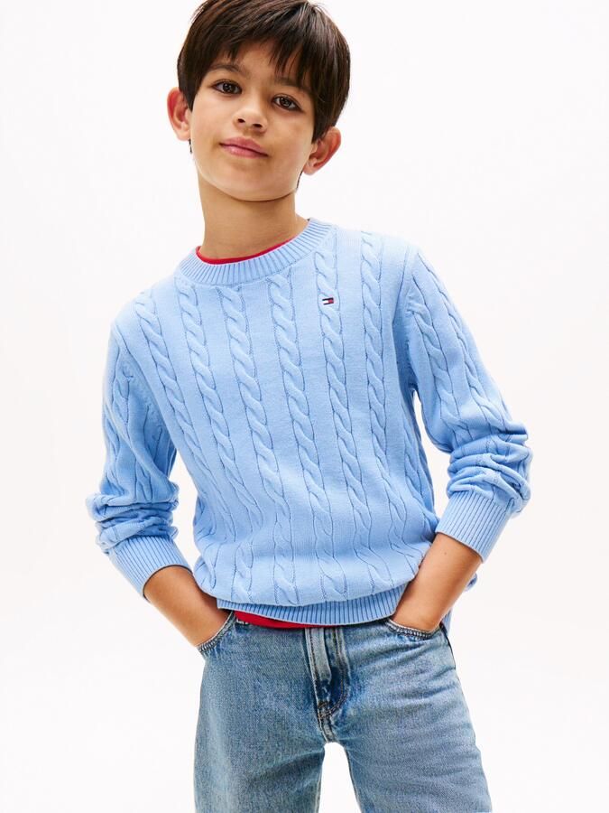 Tommy Hilfiger Gebreide trui COTTON CABLE SWEATER voor kinderen tot 16 jaar met kabelpatroon - Foto 5