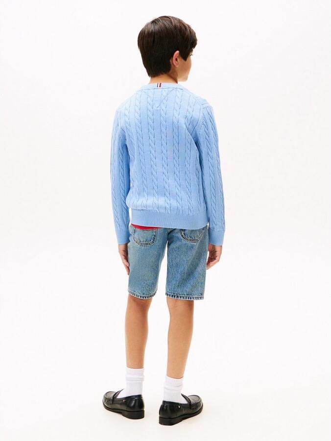 Tommy Hilfiger Gebreide trui COTTON CABLE SWEATER voor kinderen tot 16 jaar met kabelpatroon - Foto 4