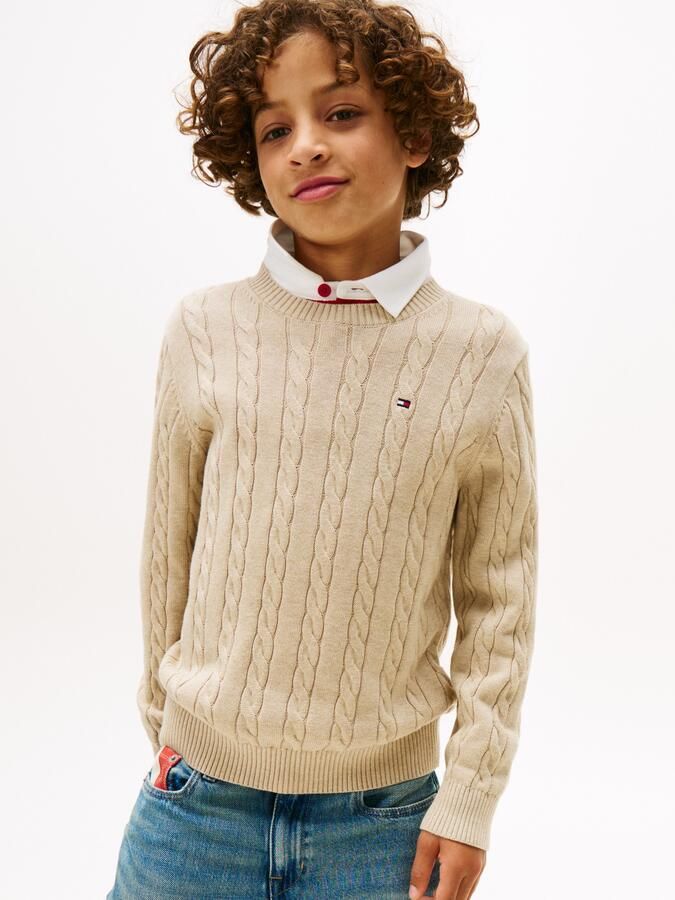 Tommy Hilfiger Gebreide trui COTTON CABLE SWEATER voor kinderen tot 16 jaar met kabelpatroon - Foto 5