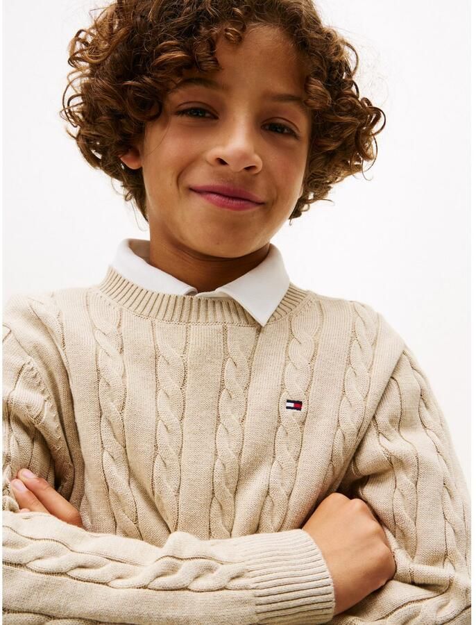 Tommy Hilfiger Gebreide trui COTTON CABLE SWEATER voor kinderen tot 16 jaar met kabelpatroon - Foto 2