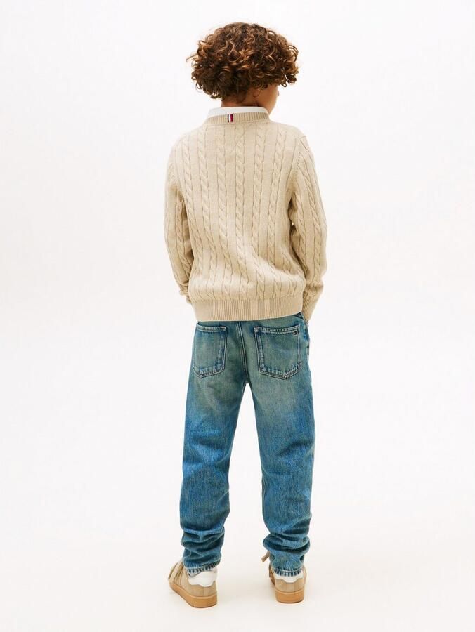 Tommy Hilfiger Gebreide trui COTTON CABLE SWEATER voor kinderen tot 16 jaar met kabelpatroon - Foto 4