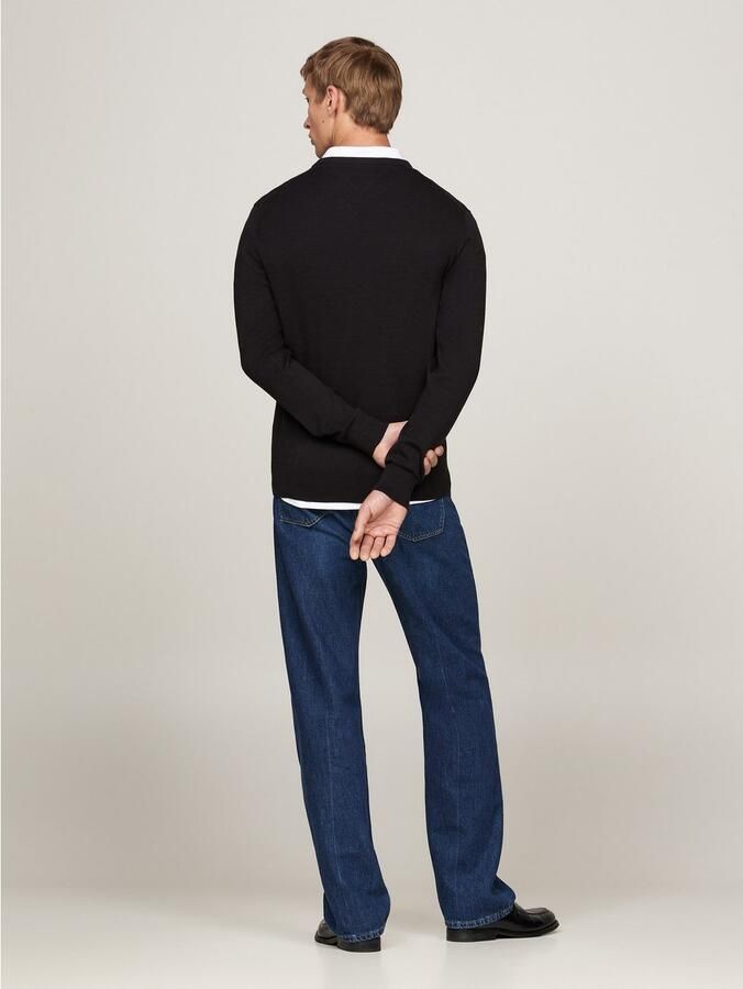 Tommy Hilfiger Gebreide trui ESSENTIAL COTTON V NECK met V-hals en borduursel - Foto 10