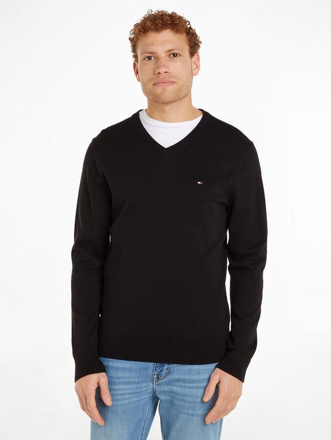 Tommy Hilfiger Gebreide trui ESSENTIAL COTTON V NECK met V-hals en borduursel - Foto 11