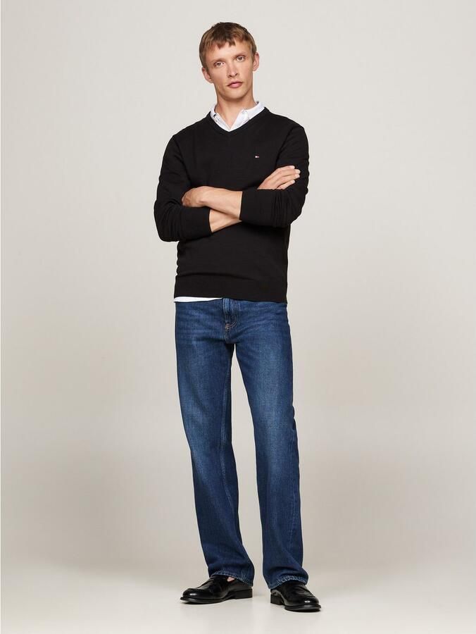 Tommy Hilfiger Gebreide trui ESSENTIAL COTTON V NECK met V-hals en borduursel - Foto 14