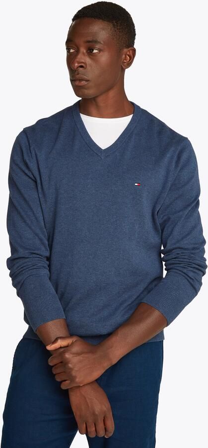 Tommy Hilfiger Gebreide trui ESSENTIAL COTTON V NECK met V-hals en borduursel - Foto 15