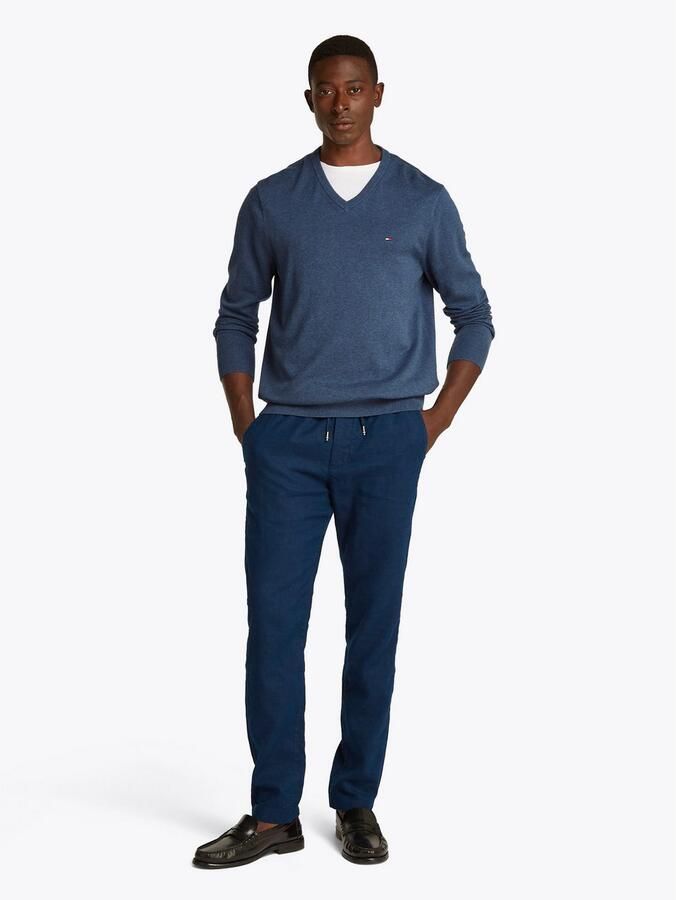 Tommy Hilfiger Gebreide trui ESSENTIAL COTTON V NECK met V-hals en borduursel - Foto 8