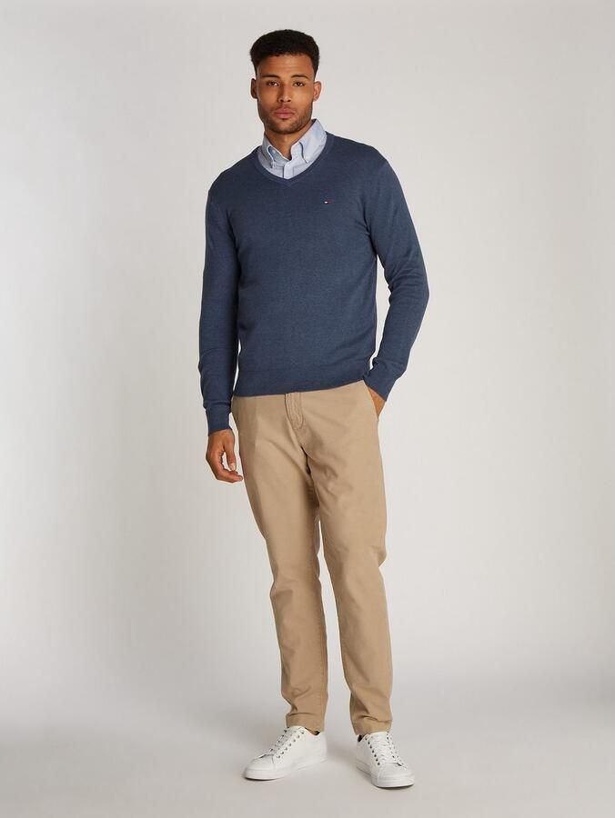 Tommy Hilfiger Gebreide trui ESSENTIAL COTTON V NECK met V-hals en borduursel - Foto 11