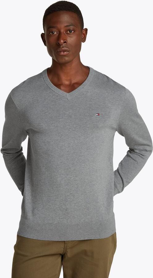 Tommy Hilfiger Gebreide trui ESSENTIAL COTTON V NECK met V-hals en borduursel - Foto 14